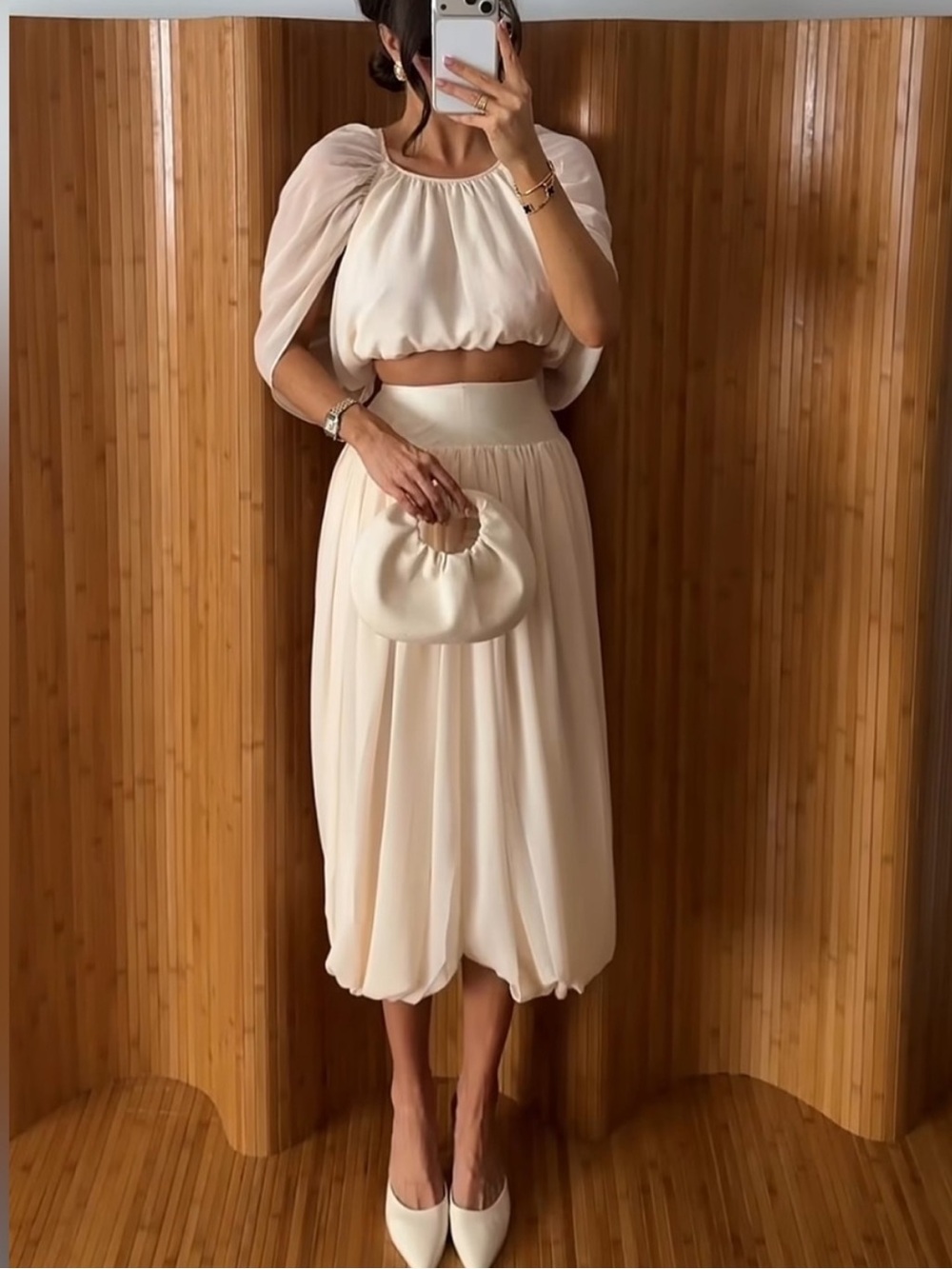 H&M Special Edition NWT viral Cream Midi Skirt